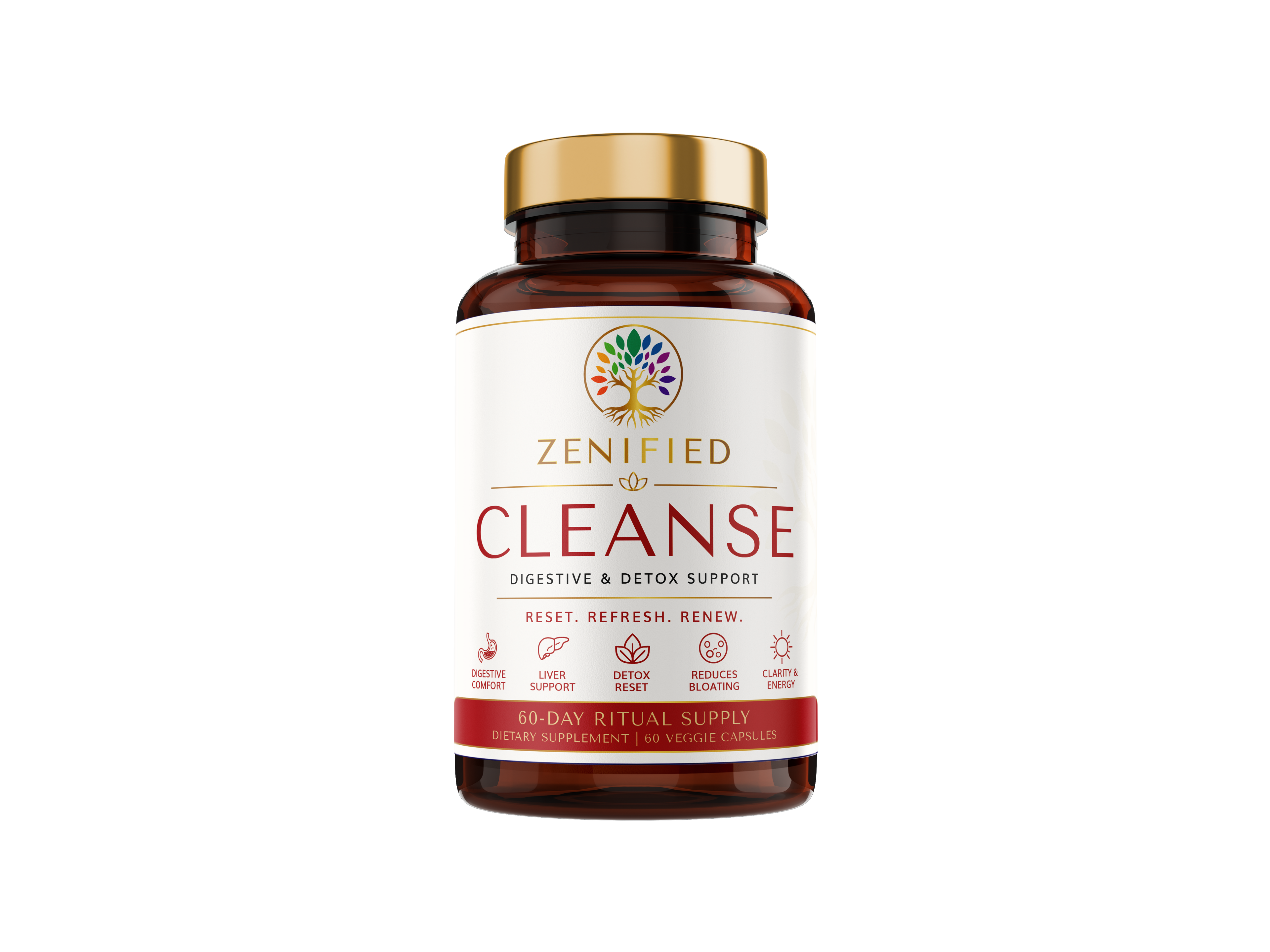 Zenified Cleanse plant-based digestive detox supplement with turmeric ginger and milk thistle