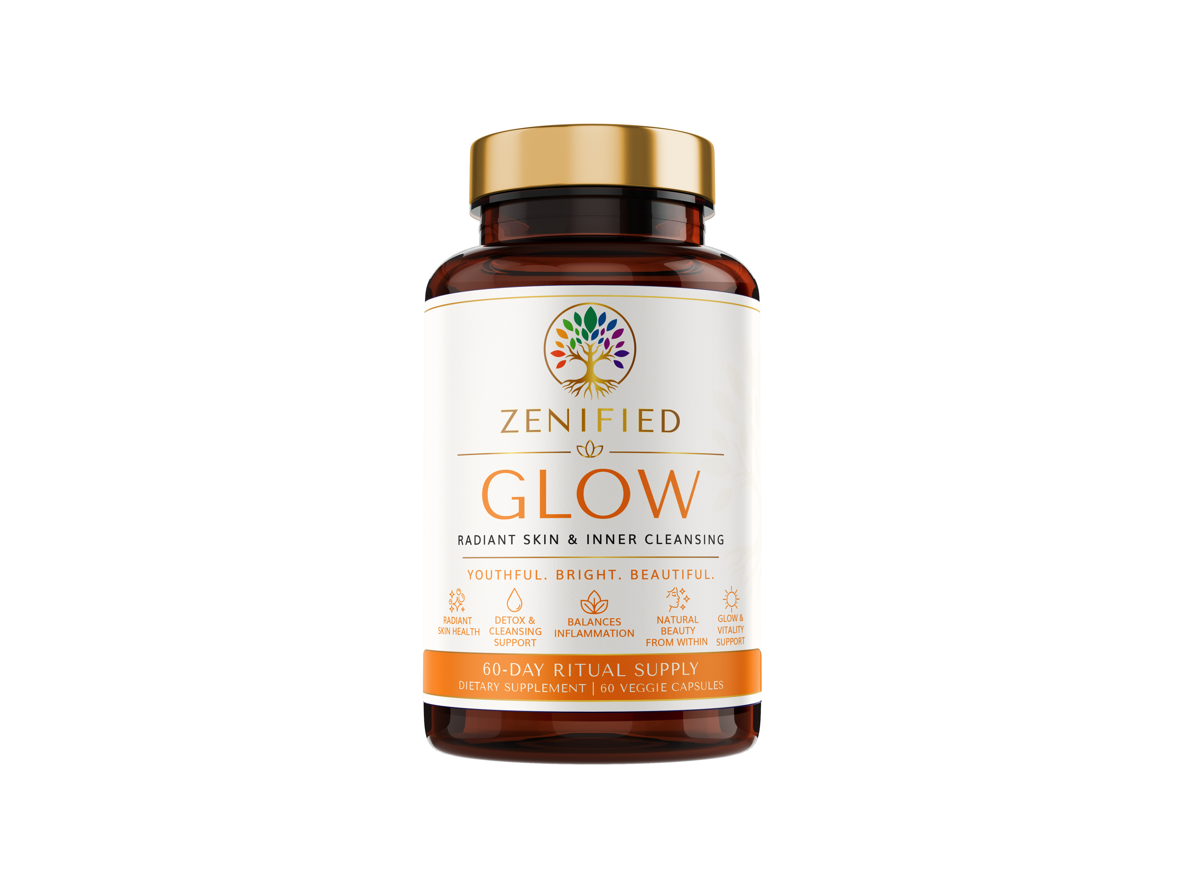 Zenified Glow radiant skin and inner cleansing supplement with hibiscus saffron and turmeric