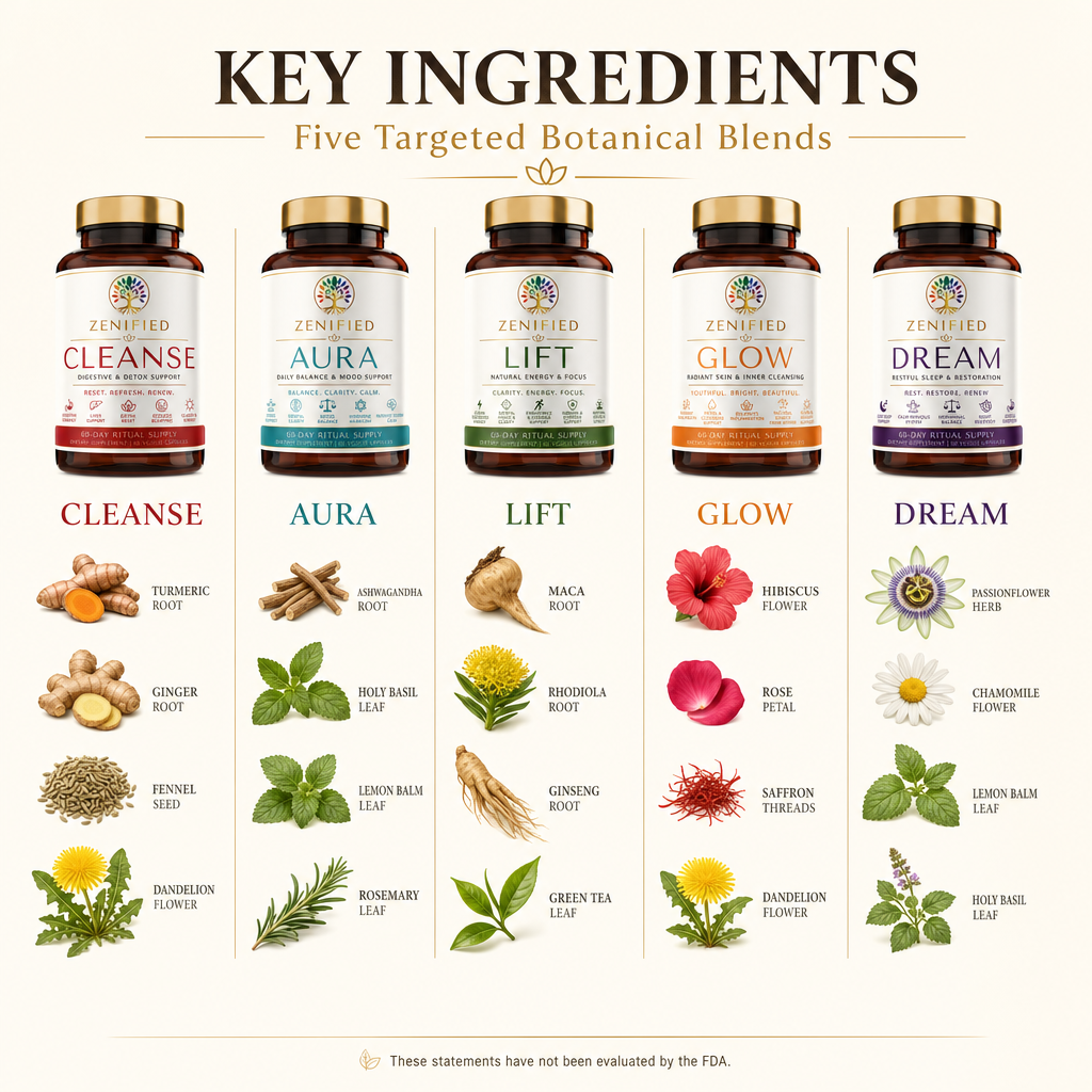 Official Zenified five-blend system key ingredients image for cinnamon, clove and nutmeg article