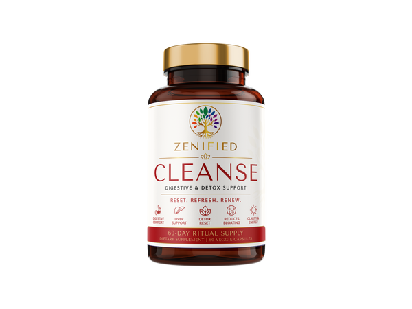 Zenified Cleanse plant-based digestive detox supplement with turmeric ginger and milk thistle