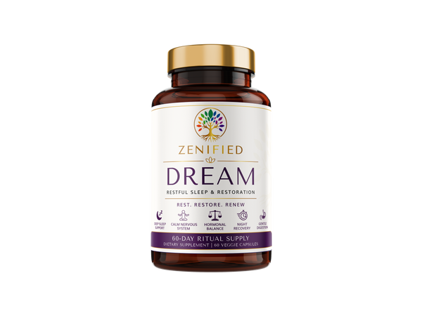 Zenified Dream natural sleep and restoration supplement with passionflower chamomile and ashwagandha