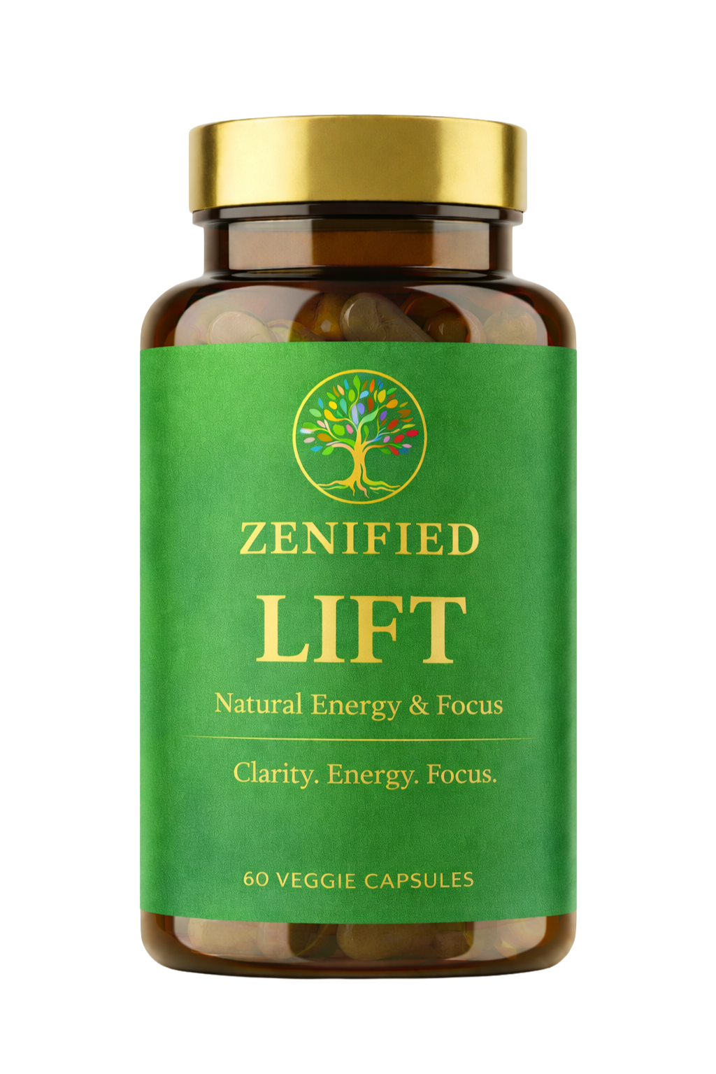 Zenified Lift , natural energy and focus botanical supplement, 60 veggie capsules