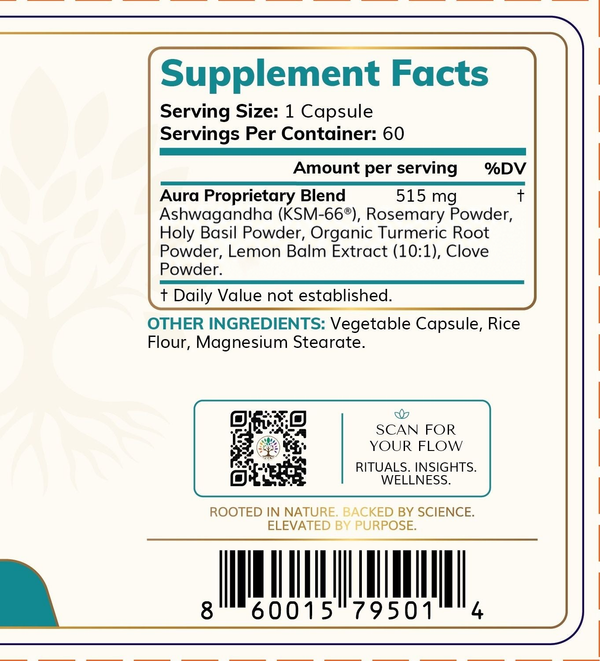 Zenified Aura supplement facts and ingredient panel