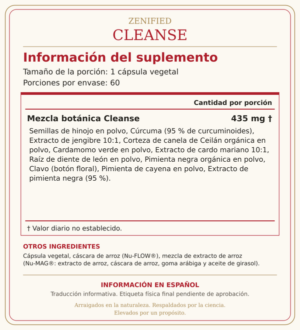 Zenified Cleanse: información del suplemento e ingredientes en español