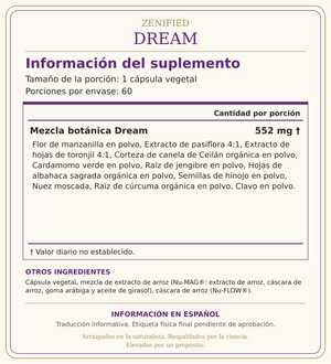 Zenified Dream: información del suplemento e ingredientes en español